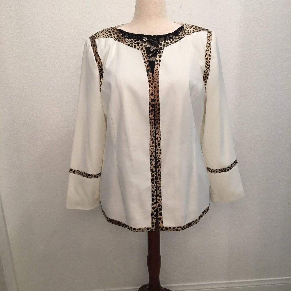 MIDNIGHT VELVET jacket with leopard print trim